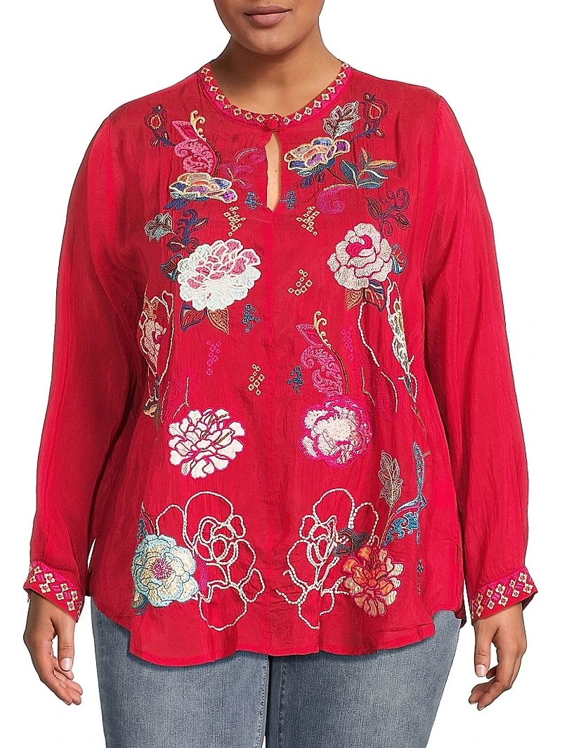 Plus Marcia Embroidered Blouse