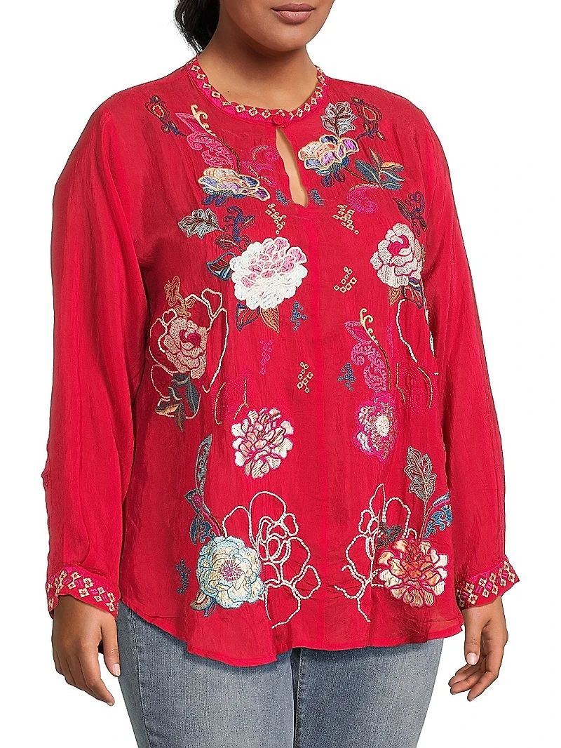 Plus Marcia Embroidered Blouse