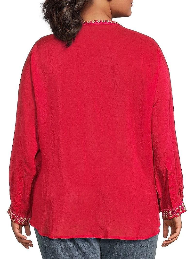Plus Marcia Embroidered Blouse