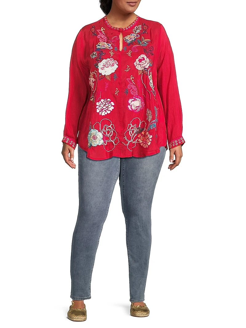 Plus Marcia Embroidered Blouse