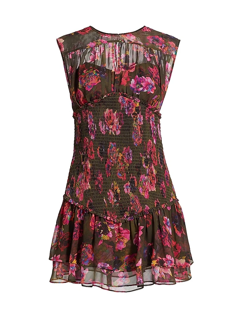 Sierra Floral Smocked Sleeveless Minidress