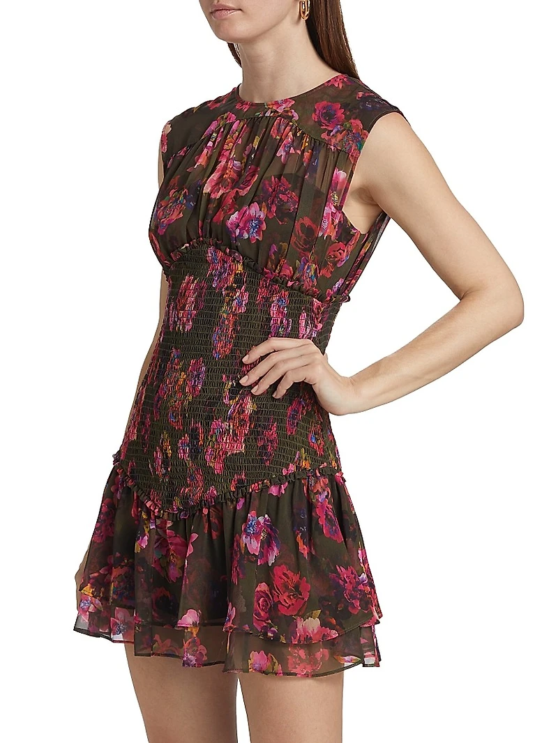 Sierra Floral Smocked Sleeveless Minidress