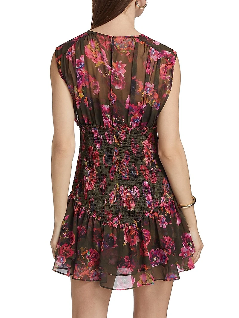 Sierra Floral Smocked Sleeveless Minidress