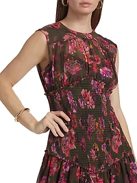 Sierra Floral Smocked Sleeveless Minidress