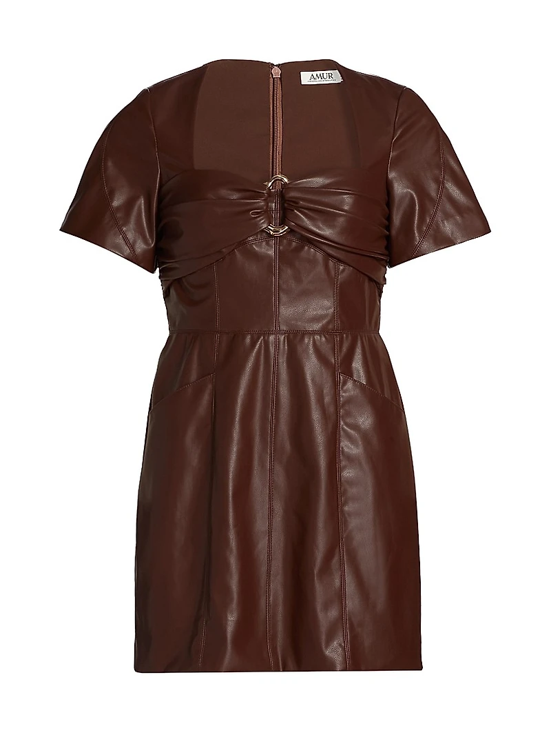 Joey Faux-Leather Short-Sleeve Minidress
