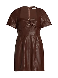Joey Faux-Leather Short-Sleeve Minidress