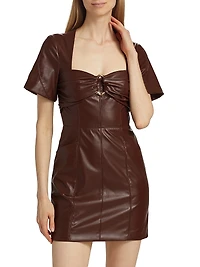 Joey Faux-Leather Short-Sleeve Minidress