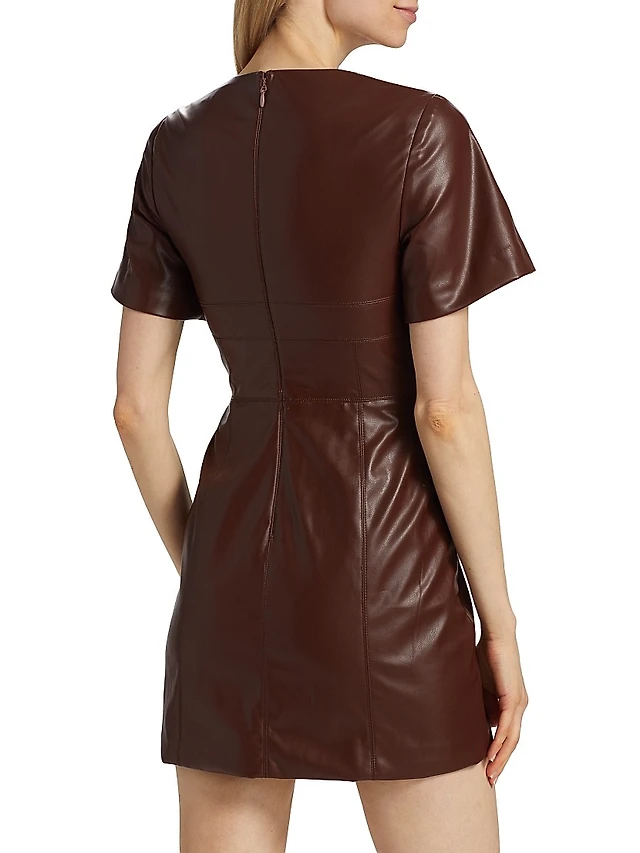 Pilcro Faux Leather Short-Sleeve Zip-Front Mini Dress | The Summit