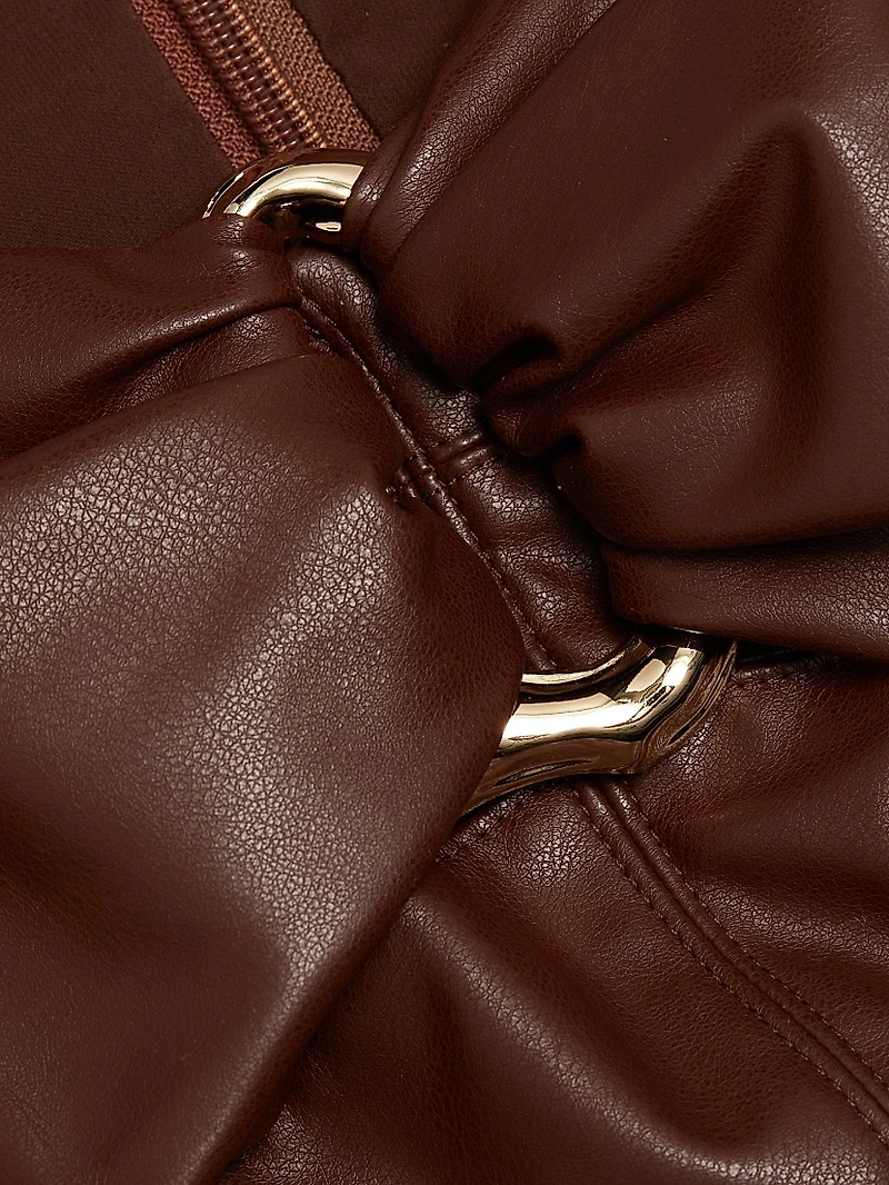 Joey Faux-Leather Short-Sleeve Minidress