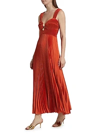 Gisella Charmeuse Pleated Sleeveless Midi-Dress