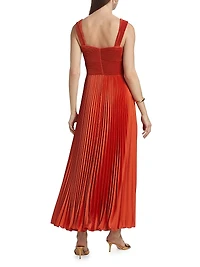 Gisella Charmeuse Pleated Sleeveless Midi-Dress