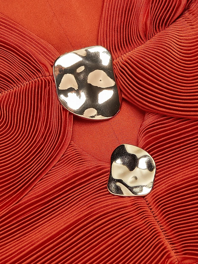 Gisella Charmeuse Pleated Sleeveless Midi-Dress