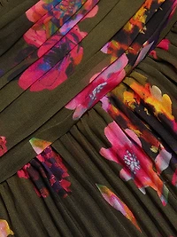 Fluer Floral Pleated Sleeveless Gown