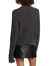 Cornelius Metallic Rib-Knit V-Neck Cardigan