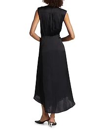 Olive Ruffle Sleeveless Midi-Dress