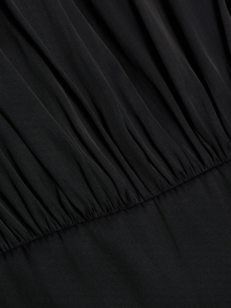 Olive Ruffle Sleeveless Midi-Dress