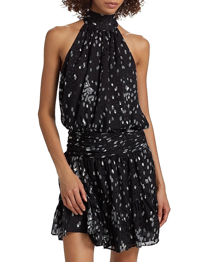 Leorelei Dot-Print Halterneck Minidress