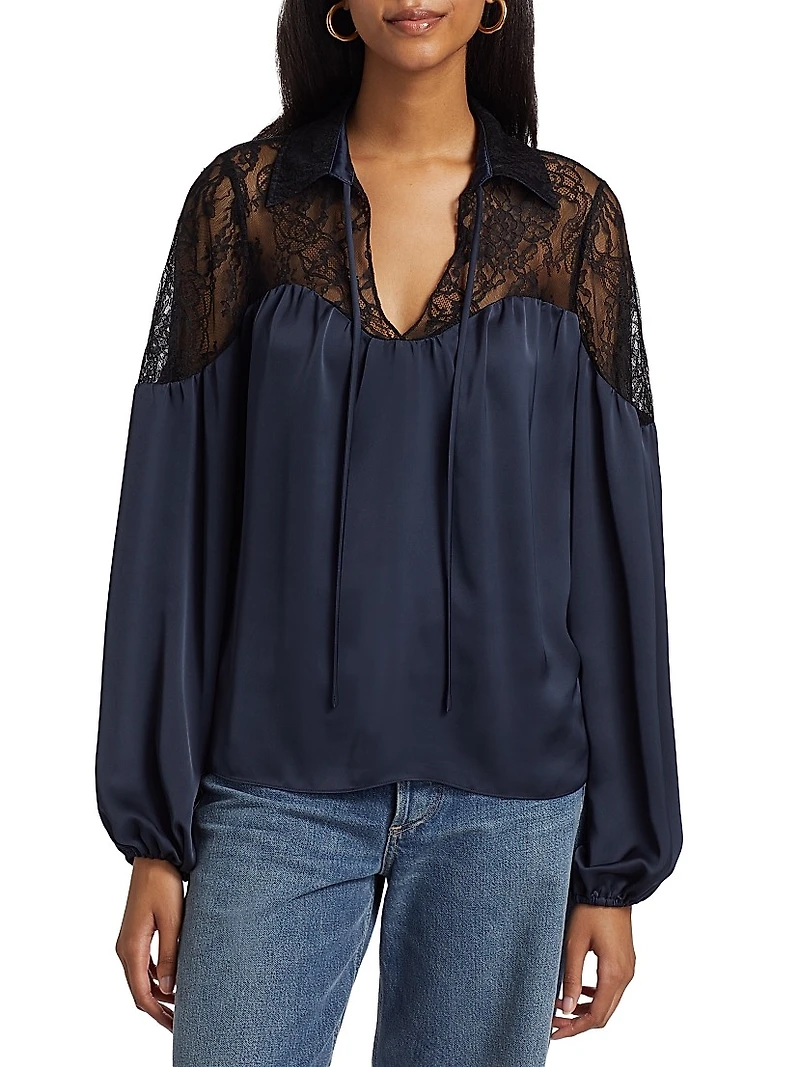 Rosemary Lace-Trimmed Blouse