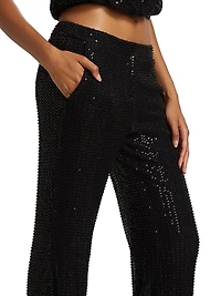 Olivian Sequined Straight-Leg Pants