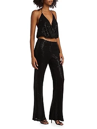 Olivian Sequined Straight-Leg Pants
