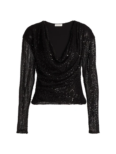Leon Sequined Cowlneck Top
