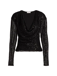 Leon Sequined Cowlneck Top