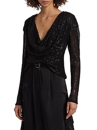 Leon Sequined Cowlneck Top