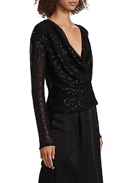 Leon Sequined Cowlneck Top
