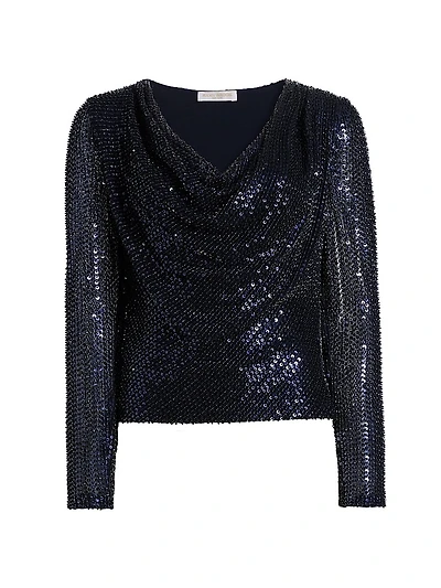 Leon Sequined Cowlneck Top