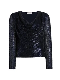 Leon Sequined Cowlneck Top