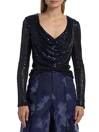 Leon Sequined Cowlneck Top