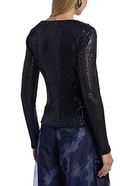 Leon Sequined Cowlneck Top