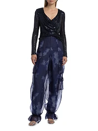 Leon Sequined Cowlneck Top
