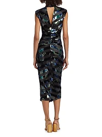 Hallie Patterned Velvet Midi-Dress
