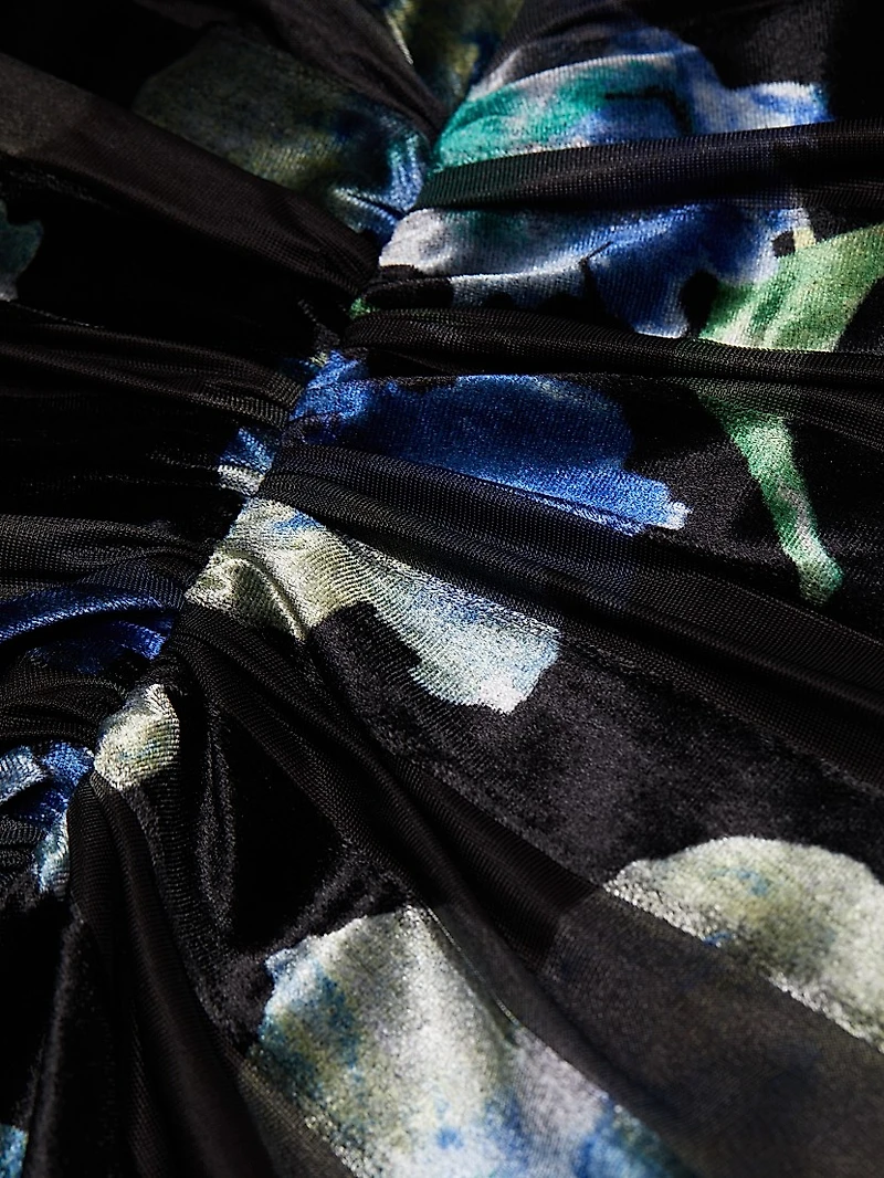 Hallie Patterned Velvet Midi-Dress