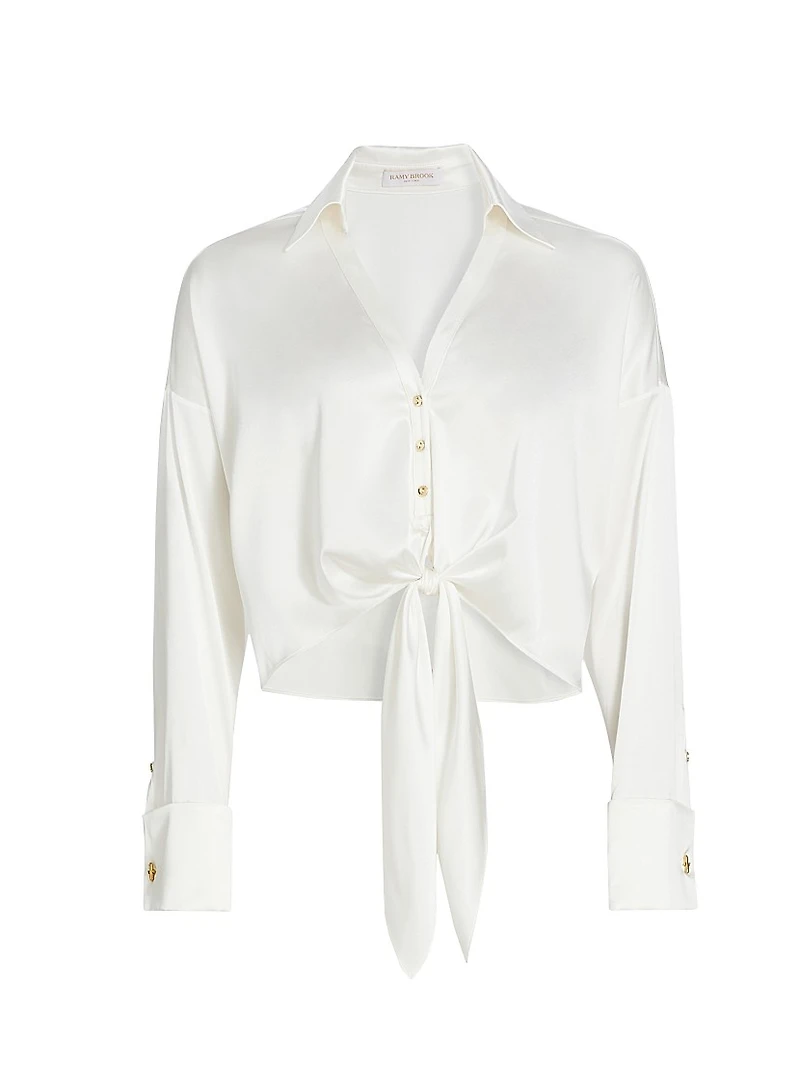 Farrah Silk Tie-Front Shirt
