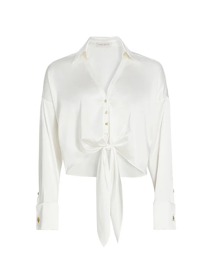 Farrah Silk Tie-Front Shirt