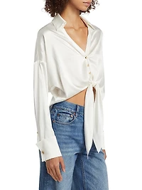 Farrah Silk Tie-Front Shirt