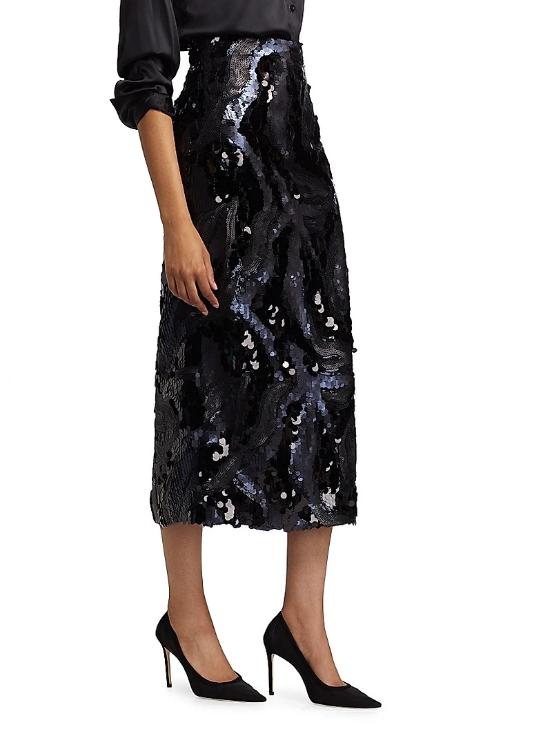 Donnelly Sequined Pencil Skirt