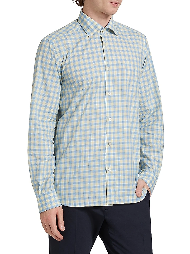 COLLECTION Checked Cotton Button-Front Shirt