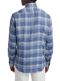 COLLECTION Plaid Linen Button-Front Shirt