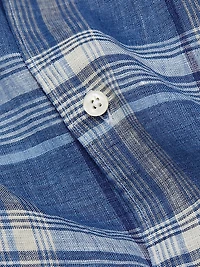 COLLECTION Plaid Linen Button-Front Shirt