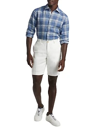 COLLECTION Plaid Linen Button-Front Shirt