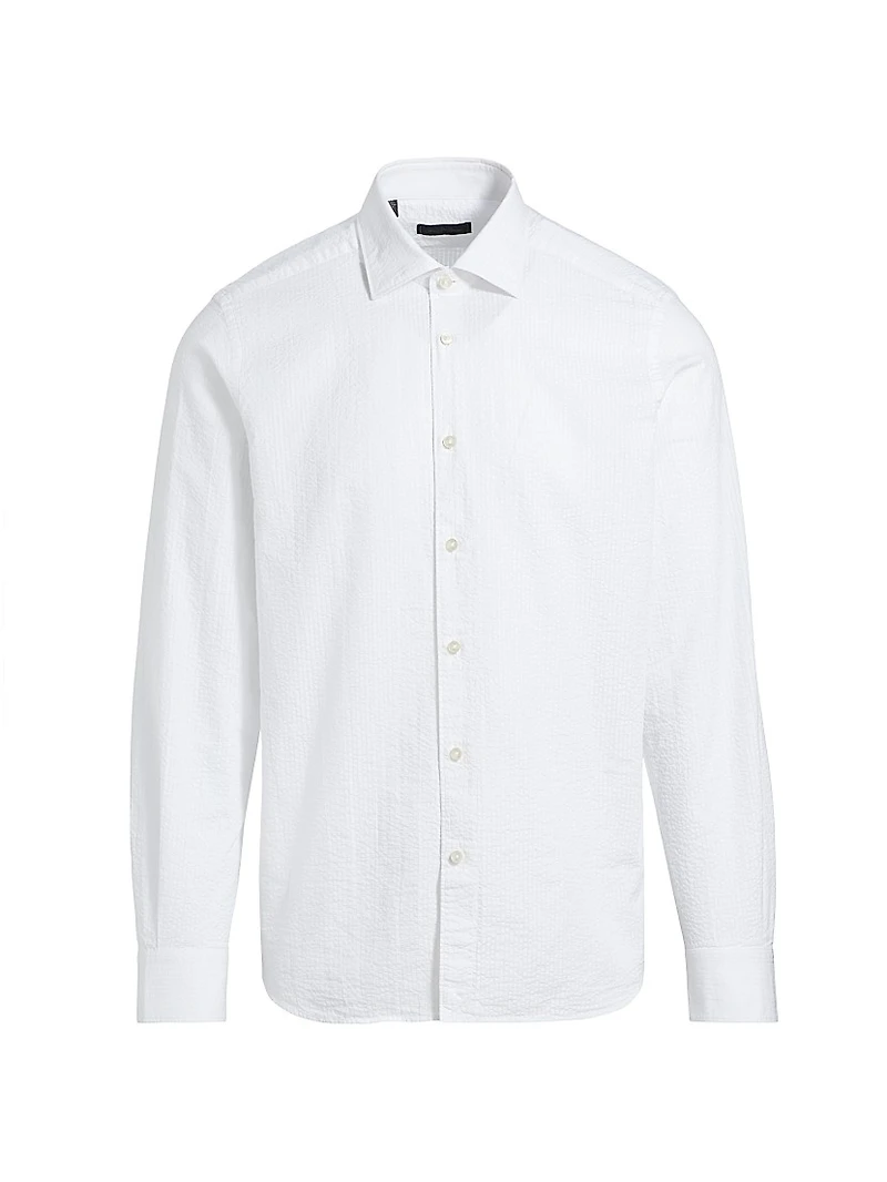 Seersucker Button-Front Shirt