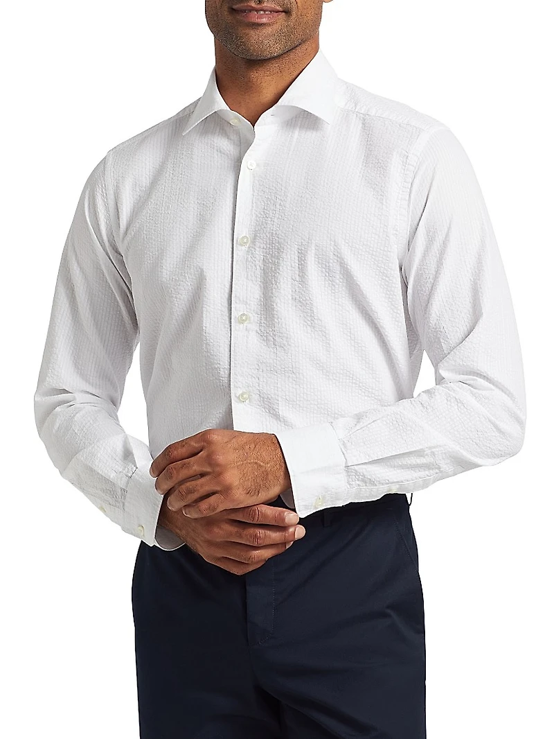 Seersucker Button-Front Shirt