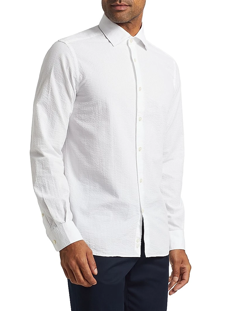Seersucker Button-Front Shirt