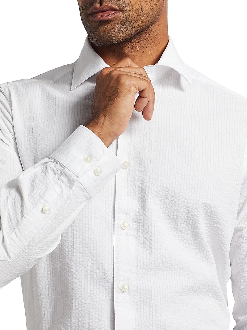 Seersucker Button-Front Shirt