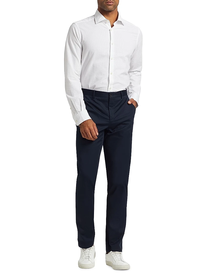 Seersucker Button-Front Shirt