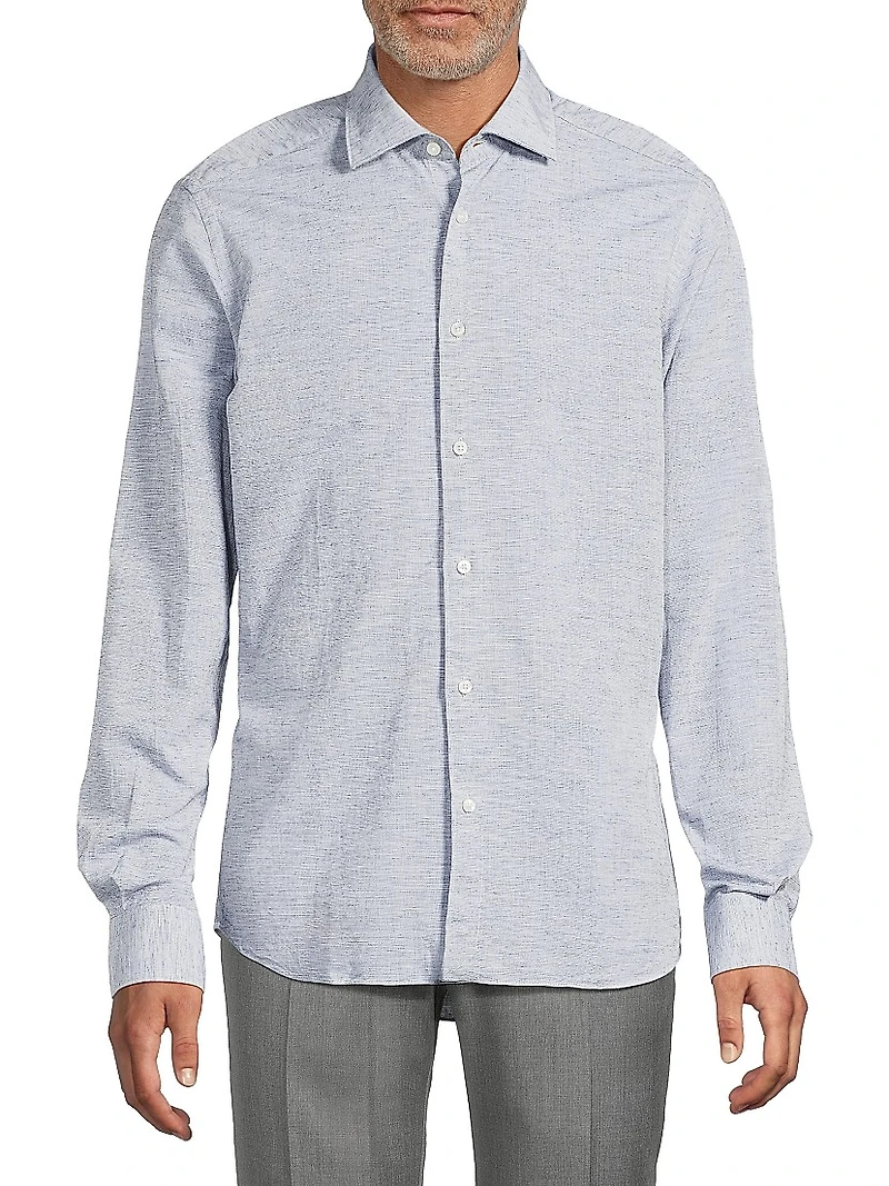 Cotton-Linen Button-Front Shirt