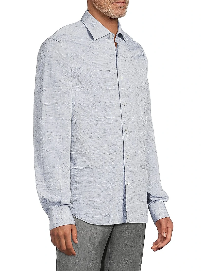 Cotton-Linen Button-Front Shirt